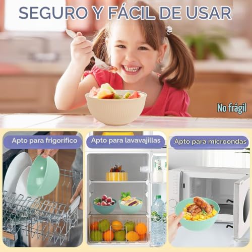 Miniatura 5 de Goevcclei Paquete De 6 Cuencos De Plástico,Irrompibles Para Pasta, Vajilla, Para Cereales, Ensaladas, Sopas De Plástico Ultraresistente A Las Caidas, Fácil De Lavar