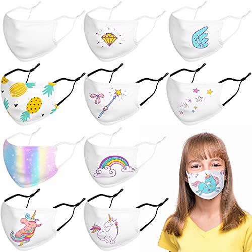 10 Pieces Sublimation Mask Sublimation Children's Face Coverings Blank Sublimation Face Coverings White Breathable Face Coverings for Protecting Nostrils and Face