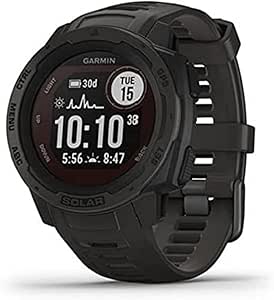 Garmin 010-02293-10 Instinct Solar, Rugged Outdoor Smartwatch with Solar Charging Capabilities, Built-in Sports Apps and Health Monitoring, Graphite