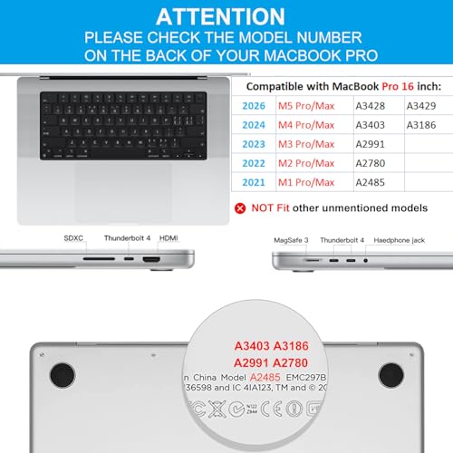 Image of CaseBuy 3 in 1 Palm Rest Vinyl Stickers (3 in 1) for M4 M3 Pro /Max MacBook Pro 16 inch A2991 A3403 A3186 Released 2024 2023, Scratch Resistant - Space Black