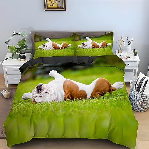 Parure de lit bouledogue vert 240x260 cm de qualité supérieure - 2