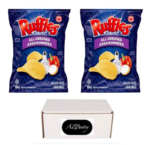 Lay's Ruffles Potato Chips, All Dressed, Large Bag (Imported From Canada) Comes In A Crush Proof Box (2PK)