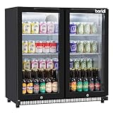 Baridi Back Bar Drinks Fridge/Cooler with Double Glazed Glass Hinged Door & Security Lock for Commercial & Domestic Settings 190L, Black - DH272