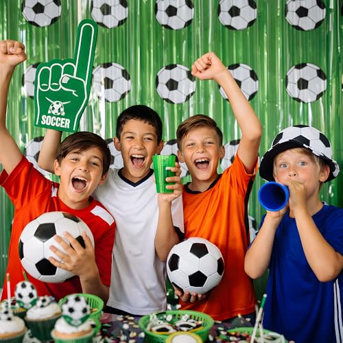 Image of Soccer Birthday Party Decorations - Green White Streamers Backdrop Banner | Soccer Theme Party Favors Supplies Indoor Outdoor - World Soccer Cup 2026 Merchandise Accessories Decor for Wall Door