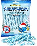 Millions Candy Canes Bubblegum 10 Pack – Sucres d’Orge Bubblegum Flavour Bleu & Blanc – Bonbons de Noël pour Décoration Sapin, Cadeaux Festifs & Chocolat Chaud