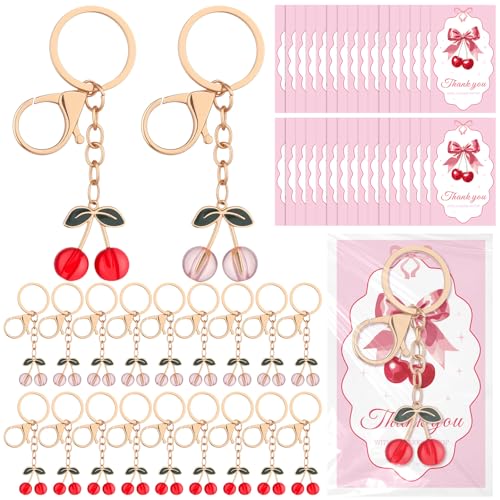 Easywiny 30 Sets Cherry Keychain Party Favors Bulk