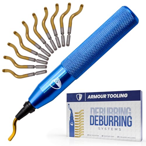 ARMOUR TOOLING - Deburring Tool Handle with 11 BS1012 Blades – Deburring kit - Suitable For Sheet Metal Hole Deburr - Stainless Steel – Copper pipe deburr - 3D Printed Plastics Hand reamer