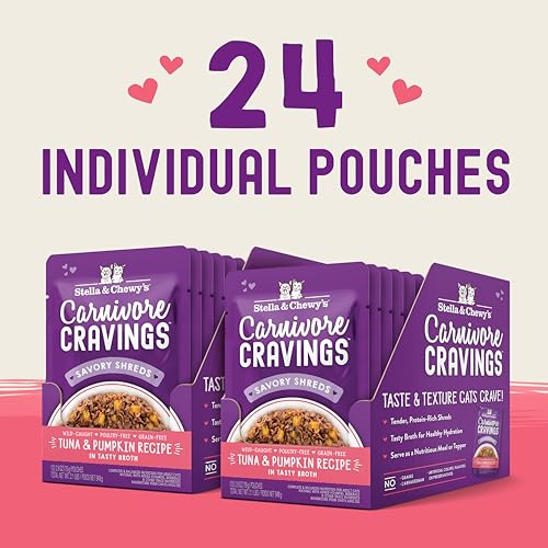 Stella & Chewy's Carnivore Cravings Wet Cat Food - Premium Pouches - Grain Free, High Protein Tuna & Pumpkin - Perfect For Picky Eaters - Complete Meal or Topper (2.8 oz, 24 Pack) - image 6