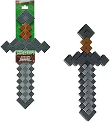 Mattel Minecraft Role-Play Coleção de acessórios de brinquedo de batalha com design pixelado, espada de pedra