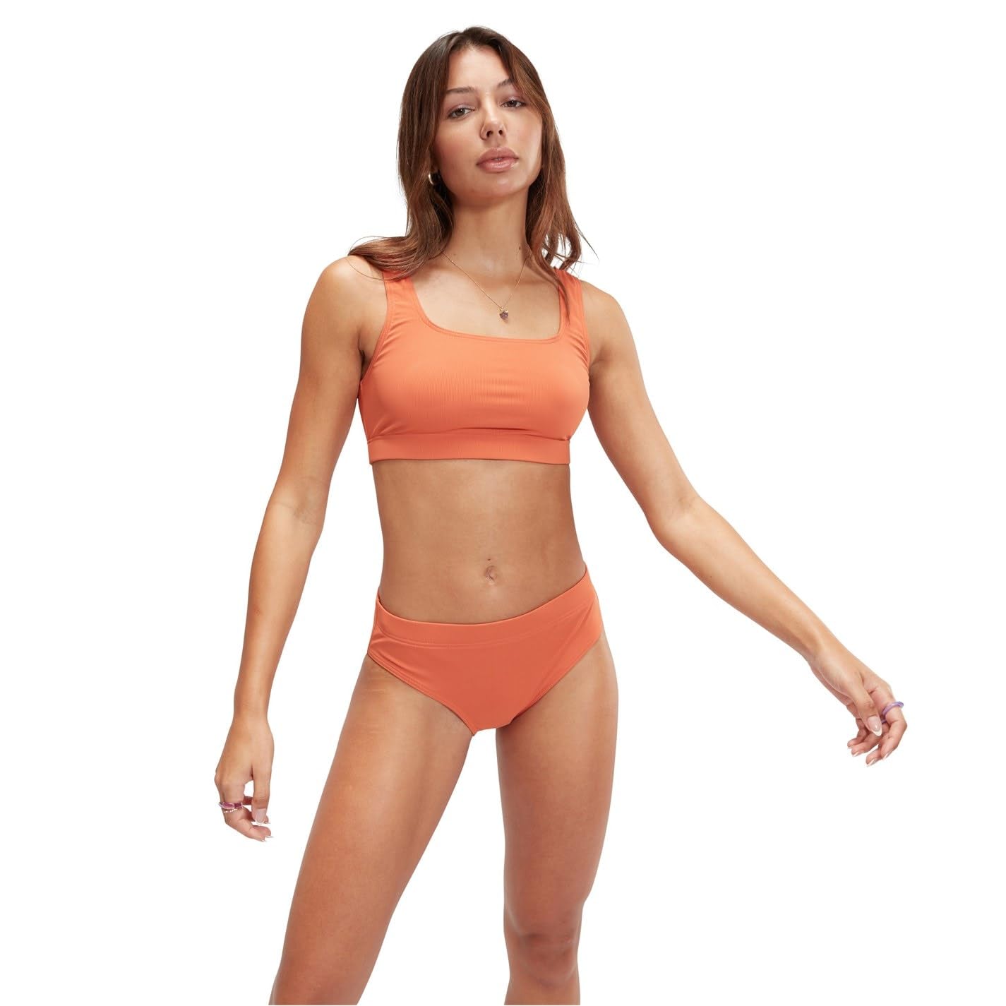 Speedo Damski jednoczęściowy strój kąpielowy Txt UBk 2 szt, Brązowy/Oran, 68