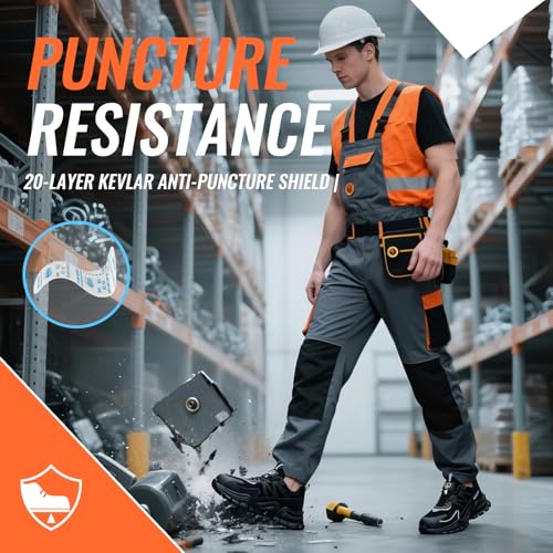 Image of Steel Toe Shoes for Men, Lightweight Safety Work Shoes, Breathable Puncture-Resistant Work Shoes for Warehouse, Factory and Light Construction