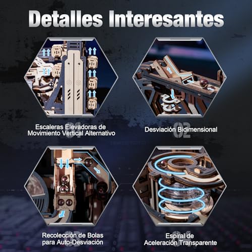 Miniatura 4 de Robotime Puzzle 3d Adultos Pistas Para Canicas Eléctricas Kits De Modelos 3d Rompecabezas Construir Regalos Educativo Para Chicos Adolescentes Adultos Puerto Espacial De Mármol