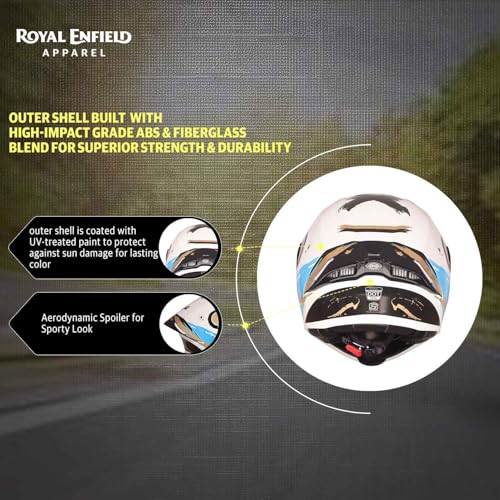 Image of Royal Enfield Stealth MOD Brushed Modular Helmet | Certification: ISI & DOT | Shell Construction: High Impact Grade ABS & Fiberglass Composite | Weight: 1200 + /-50 | Blue M