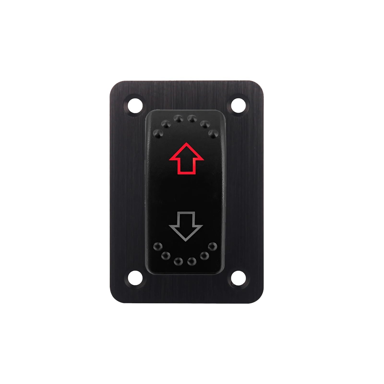 ZHGUIMING Panel de interruptor basculante de aluminio de 1 unidad FLECHAS (ENCENDIDO) APAGADO (ENCENDIDO) 3 posiciones Sin enclavamiento Led rojo 12V 20A 24V 10A Interruptor momentáneo(Black Panel)