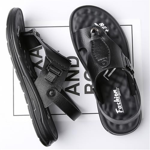 Men's Stylish Flip Flops Leather Slides Open Toe Outdoor Slippers Summer Slip On Fisherman Sandals for Men3