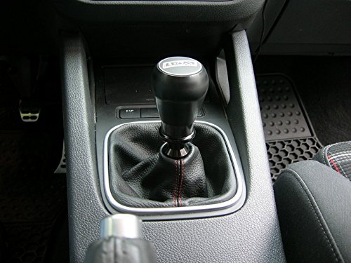 RedlineGoods Shift Boot - Automatic Compatible with Volkswagen Jetta MK V 2005-11. Tailor Made - not Universal. Genuine top-Grade Italian Black Suede (Alcantara) with Blue Thread