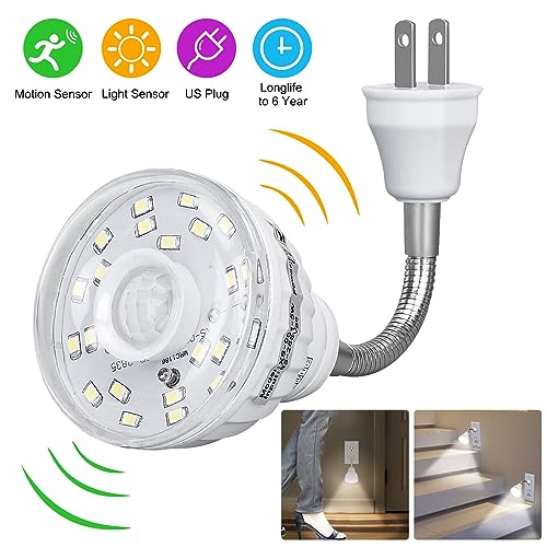 Image of Plug in Motion Sensor Night Light Indoor, PIR Infrared Motion-Activated LED Night Light for AC Outlet,Dusk to Dawn Sensor Smartlight,360 Directional Rotating for Garage Stairway (3W 1pcs)