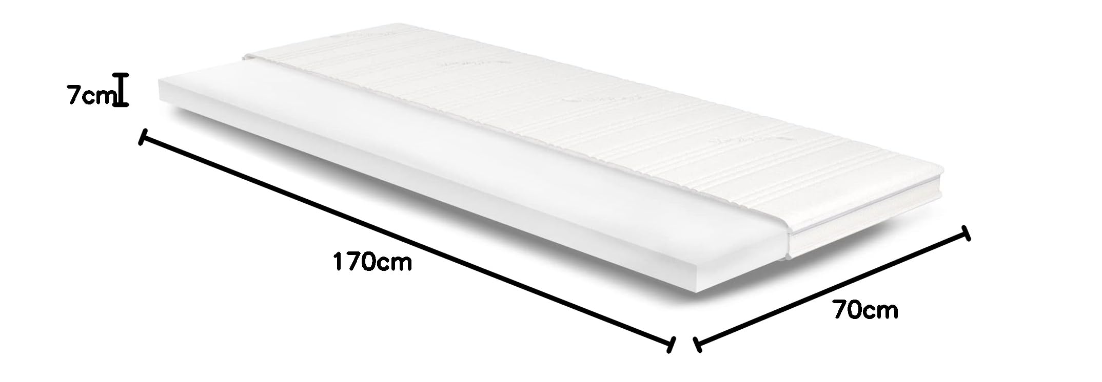 Topper de espuma fría, Cubre Colchon, Forro de Colchon 70 x 170 cm (ancho x largo), Tencel 3D, mediana, altura 7 cm, OEKOTEX, RG 45 kg/m³, fabricado en Alemania