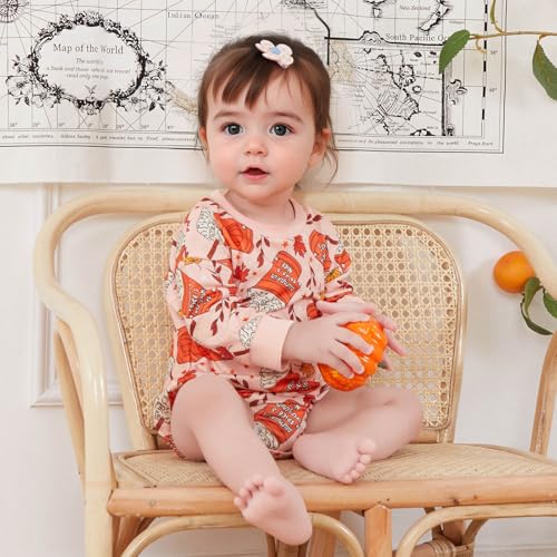 Halloween Newborn Baby Girl Outfit Pumpkin Sweatshirt Romper Long Sleeve Onesie Jumpsuit Infant Fall Winter Clothes3