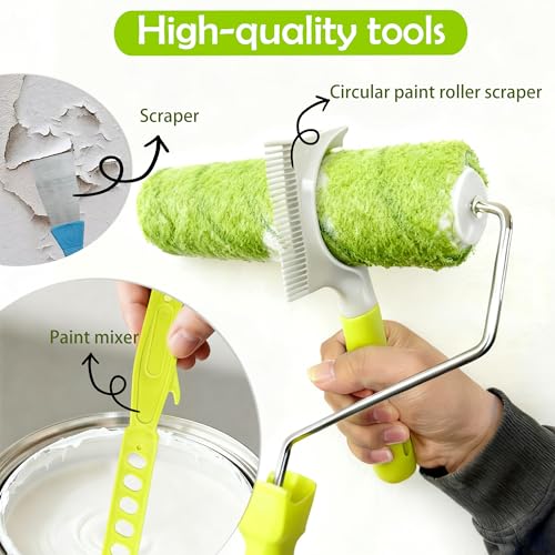 Paint Roller Kit with Extension Pole, 28 PCS Set, 2-4 Ft Pole, 4"9" Paint Rollers,Paint Roller Cleaner,Paint Brushes Set for Professional Painting,House Paint Roller for Latex and Oil Paints & Stains by Dekonmon - Image 6