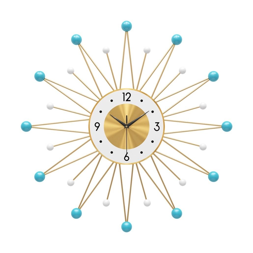 MYUYEE Farmhouse Vintage Clock Metal Ball Clock Ative Modern Wall Clocks Non-Ticking Silent Quartz Clocks for Living Room Bedroom for Bedroom Office,B-78 * 78cm (B-78 * 78cm)