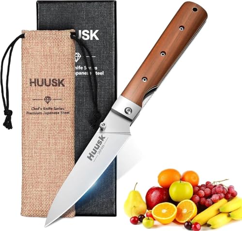 Huusk Japanese Folding Fruit Knife - Pocket Paring Knives with...