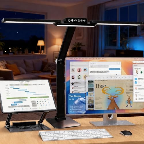 NUNET 24W LED Desk Lamp 2-in-1 Weighted Base & Clamp, 26.8