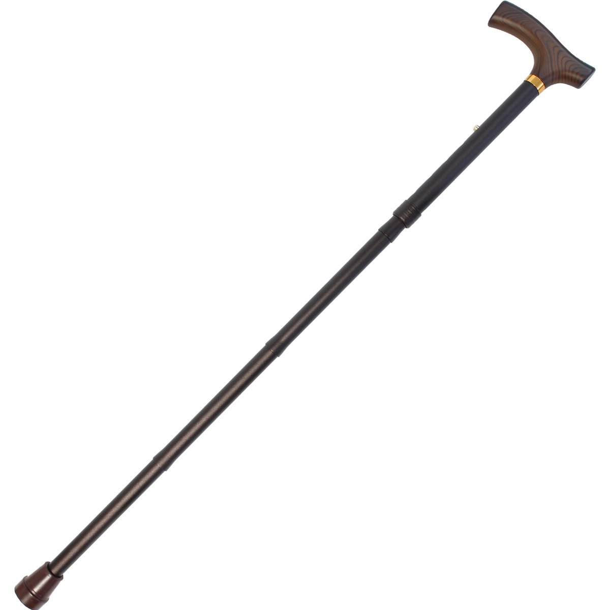 Gastrock Gehstock Faltstock mit Fritzgriff aus Holz höhenverstellbar, Bronze matt