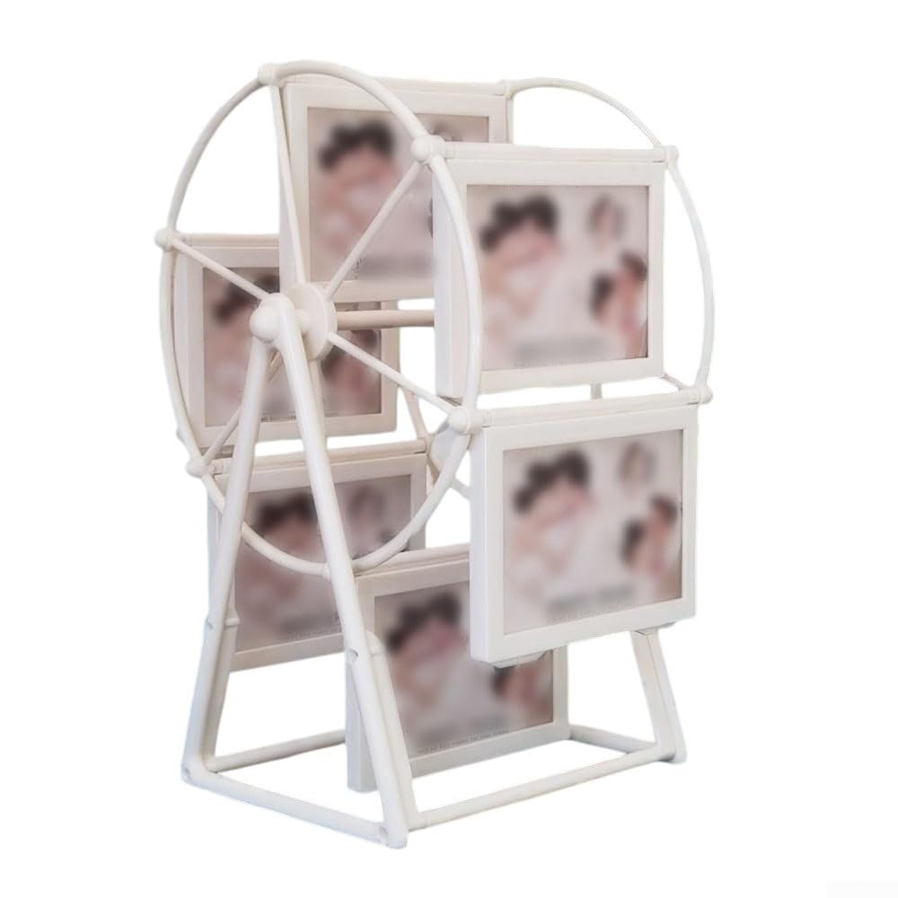Marco de fotos de rueda giratoria blanco para revivir momentos felices en casa