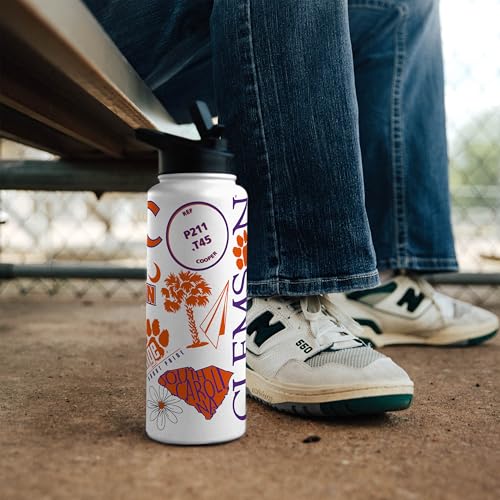 Image of Logo Brands NCAA Native 34 oz Quencher Water Bottle - | Local Icons Design | Double-Wall Insulated| Leak-Proof Lid & Built-In Straw