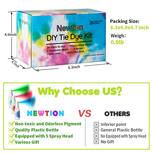 Tie Dye Kits 26 Colors with Spray Heads for Kids,Adults Party Supplies,Permanent One Step Tye die Kits for Textile Shirt Fabric Canvas Shoes T-Shirt Clothing.Non-Toxic DIY Tie-Dye Handmade Project