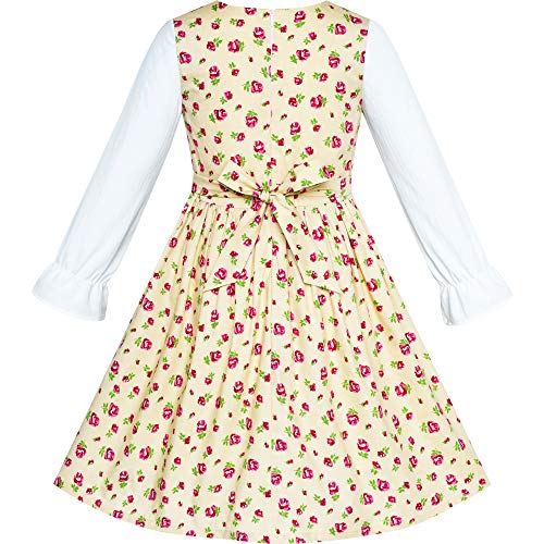 Sunny Fashion Girls Dress Pink Flower Long Sleeve Cotton Casual Dress Size 4-82