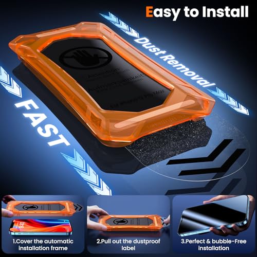 Image of UniqueMe for iPhone 12 Pro Max Privacy Screen Protector - [Military Grade Shatterproof & 9H+ Hardness] Screen Protector 12 Pro Max Tempered Glass Full Coverage Protection, Easy to install, 2 Packs