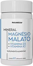 Magnésio Malato D3+K2 500mg -Vitamina Promove Relaxamento Mental e Muscular,Ideal Para Saúde Óssea