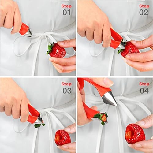Multi Function Stainless Steel Fruit Tool, Strawberry Top Stem Leaves Huller, Pineapple Eyes Remover, Fruits and Vegetables for The Kitchen(2PCS, Red - Image 5