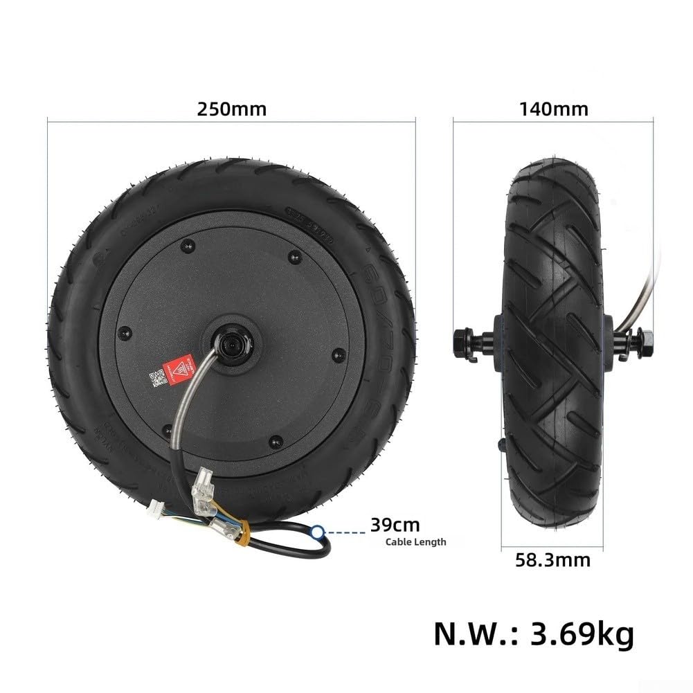 Kit de moteur de moyeu arrière 48 V 400 W avec pneu à vide sans chambre à air de 6,5 pouces pour Xiaomi pour M365 Pro 2 adulte scooter électrique remplacement noir roue assemblée