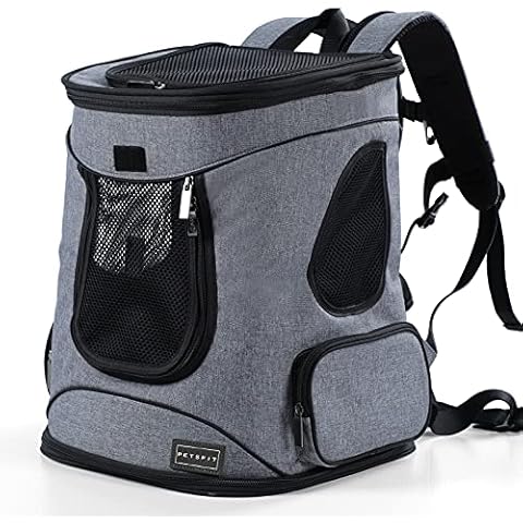 Petsfit Cat Backpack Portable Cat Carrier Backpack for Cats and Small Dogs,Ventilation Mesh Design Cat Carrier with Soft Fleece, Grey Cover