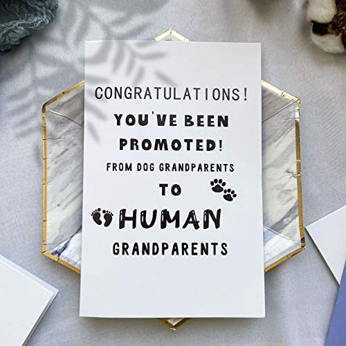 Funny Announcement Card, Pregnancy Reveal Cards For Parent, You've Been Promoted From Dog Grandparents To Human Grandparents #TOP3