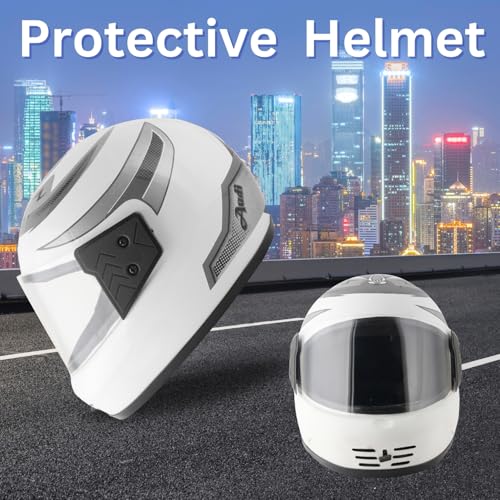 Image of Sage Square Audi Kimi Full Face Helmet | ISI Certified | Clear Visor | Comfort Inner Padding | Designed for Extra Comfort & Style (White Glossy- Silver Decal)