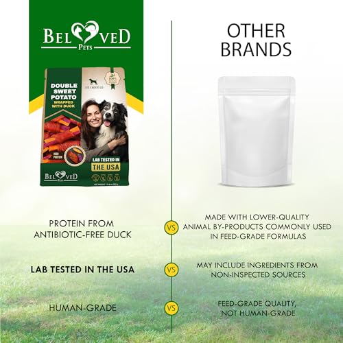 Image of Beloved Pets Sweet Potato Dog Treats & Chicken Jerky Wraps 1.5 Pound - Dog Food & High Protein Soft Chews for Large, Medium & Small Breeds Double Sweet Potato Wrapped Duck