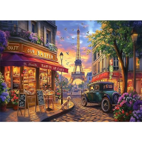 Yunlus Puzzles für Erwachsene 1000 Teile Unmöglich schwer schwierig herausfordernde Puzzles für Erwachsene 1000pc Puzzle Charming Paris Street Jigsaw Puzzle 1000 Teile 70 x 50 cm