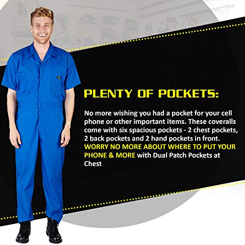 M&M Scrubs Overall Workwear Men Short Sleeve Coveralls L Royal Blue #TOP6