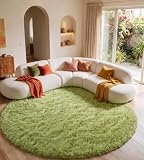 MARATIP Alfombra de Felpa Redonda, mullida Redonda, Alfombra Suave y esponjosa para el Dormitorio/Sala de Estar/habitación Infantil (Verde, 100 cm Redonda)