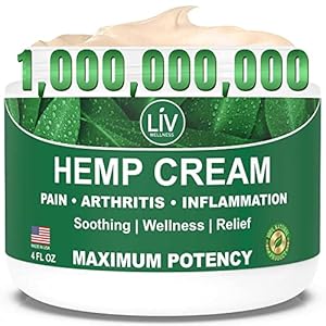 Liv Wellness Hemp Cream – Joint & Muscle Relief Cream, Infused with Hemp, Menthol, Eucalyptus, Soothe Discomfort in Your Back, Muscles, Joints, Neck, Shoulder, Knee, Nerves – Made in USA – 4 Fl Oz