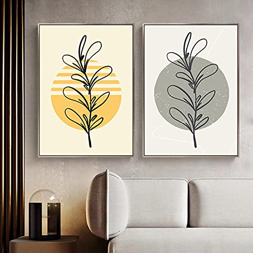 Imprimés de fleurs sur toile abstraite haut de gamme décoration murale salon 50x75 cm X2