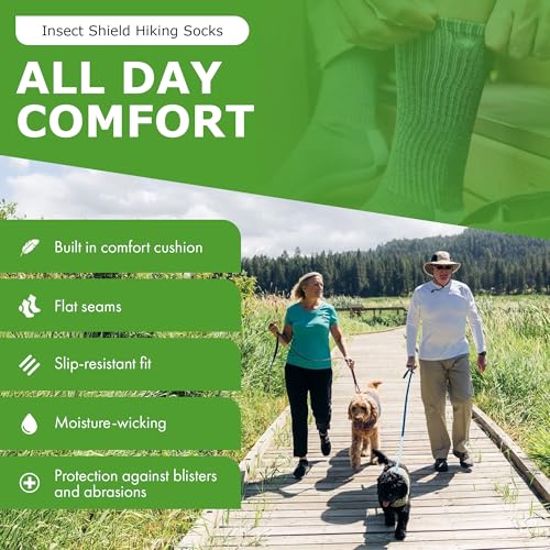 Heavyweight Hiking Walking Socks, Stretchy and Comfortable Crew Socks with Padding and Tick Protection4
