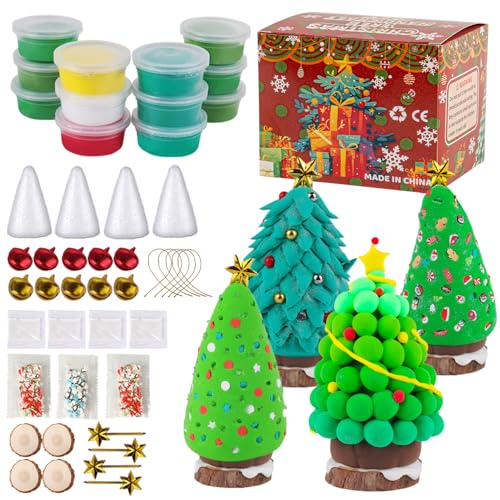 12Pack Christmas Trees DIY Crafts Kit - Air Dry Clay