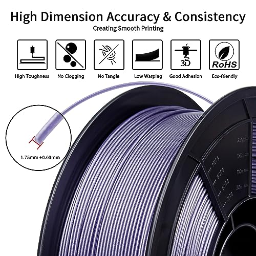Image of ZIRO 3D Printer Filament, 1.75mm Shiny Sparkle PLA with Glitter, Diamond Series Filament, Twinkling PLA 1kg /2.2lbs Spool, Bright Color Material, Dimaond Lavender
