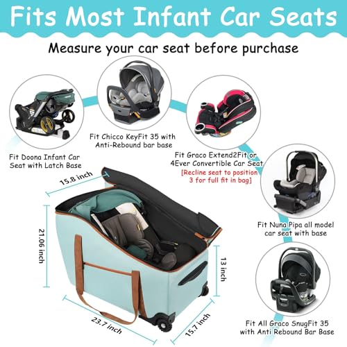 Image of SCTEL Car Seat Travel Bag for Airplane Compatible with Most Infant Car Seats, Padded Car Seat Cover Bag, Carseat Gate Check Bag for Road Travel