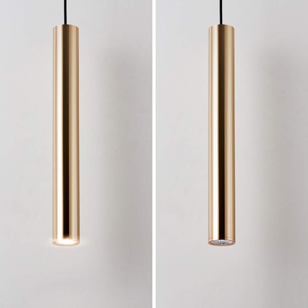 Lampada a sospensione moderna a LED creativa Bancone bar dorato Faretto cilindrico Lampada da soffitto a sospensione a tubo lungo Lampadario regolabile in altezza per illuminazione-Neutral Light-4000k